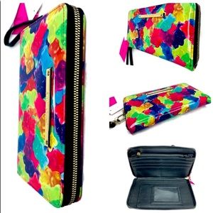 Rainbow Gummy Bear zip around wallet with wristlet strap. Betsey Johnson.